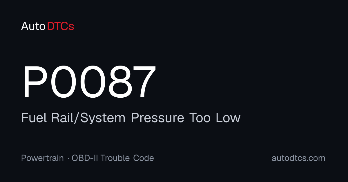 P0087 – Fuel Rail/System Pressure Too Low — AutoDTCs