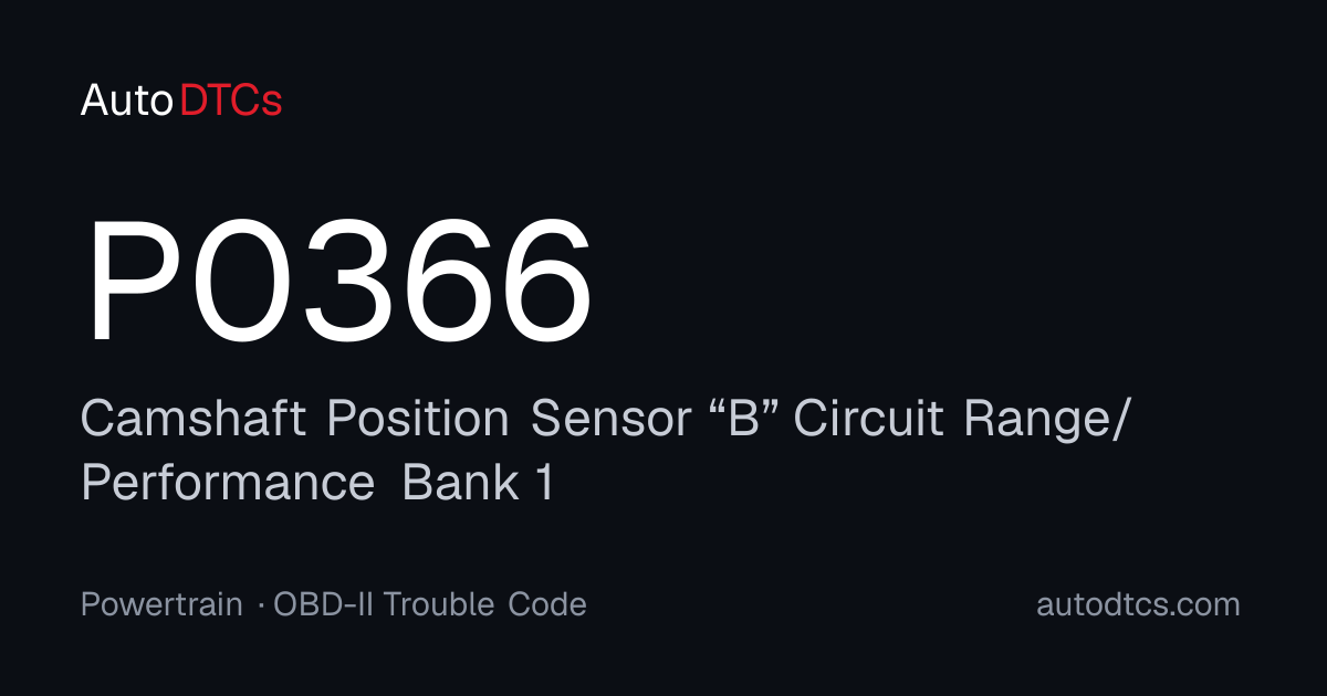 P0366 – Camshaft Position Sensor “B” Circuit Range/Performance Bank 1 ...